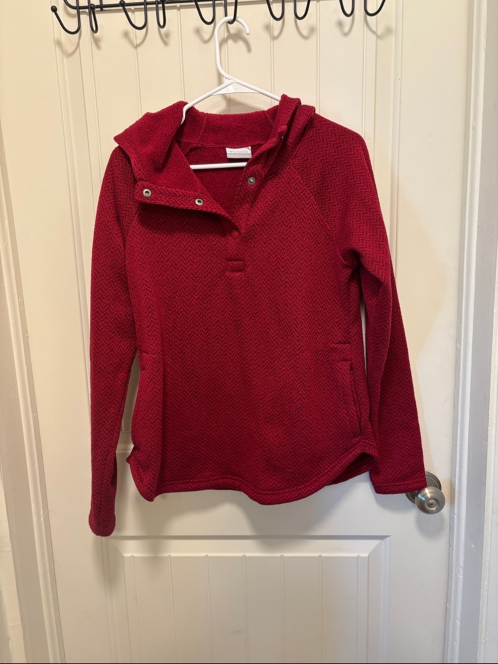 Columbia Red Hooded Pullover Sweatshirt